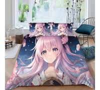 DILANI Parure de lit 220x240 Adulte Japon Anime Doux Microfibre Literie avec Fermeture Éclair et 2 Taies d'oreiller Manga Fille 3D Housse De Couette 2 Personnes pour Garçon Fille Adulte