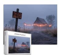 Dilapidated Barn in The Fog Puzzle de 1 000 pièces pour adultes - Style de la ferme - Puzzle artistique - Jeux d'activités familiales - Puzzle coloré pour décoration d'intérieur - 68,6 x 50,8 cm