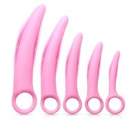 Dilatateur Vaginisme Dilatateur Anus,Ensemble de 5 Dilatateurs Vaginal en Silicone Plug Anal Plug Femme Débutante Ceintures,Dilatateurs Vaginal Dilator Vaginette Femme (Pink)