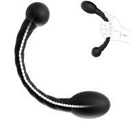 Dildo Double Silicone 2-en-1 avec Plug Anal Flexible Double Tête, Plug Anal à Noyau Pliable, Stimulateur Point G et Clitoris pour Homme Femme Couples, Jouet Adulte Couple