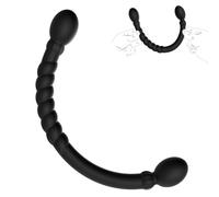 Dildo Double Silicone 2-en-1 avec Plug Anal Flexible Double Tête, Plug Anal à Tige Flexible, Stimulateur Point G et Clitoris pour Homme Femme Couples, Accessoire Adulte