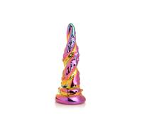 XR Brands - Dildo en Verre Envoûtant Arc-en-ciel - Jaune & Rose