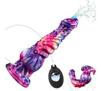 Dildo Fantaisie en Silicone avec Fonction Projection et Ventouse, Grand Dildo Anal Monster avec Queue Créature, Dildo Squirting Flexible pour Homme Femme Couple Accessoire BDSM (A)