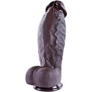 Dildo géant noir réaliste de 25 cm, diamètre 6,7 cm, en silicone double densité, avec ventouse, sensation réaliste, tige large et courbée pour stimuler la prostate,idéal pour utilisateurs expérimentés