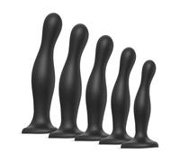 Strap-on-Me Courbé M - godemichet ondulé avec base (noir)