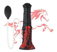 Dildo Réaliste Éjaculateur En Silicone Doux Avec Ventouse Puissante, Forme De Cheval Pour Un Plaisir Profond Et Intense, Noir Et Blanc (Rouge)