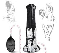 Dildo Réaliste Éjaculateur En Silicone Doux Avec Ventouse Puissante, Forme De Cheval Pour Un Plaisir Profond Et Intense, Noir Et Blanc (Noir)