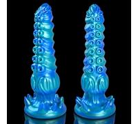 Dildo silicone Tentacle Bleu 9,7 pouces Modèle 20 Pouces Ventouse Texturé Noeud Sans Parfum G Spot Couple
