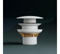 DILECI - Bonde Clic-Clac Blanche pour Lavabo avec ou sans Trop-Plein - Système Push-Up Étanche et Facile à Installer - Finition Céramique Design pour Salle de Bain Moderne