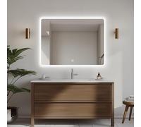Dileci Miroir LED Rectangulaire 80x60 cm avec Contour Givré - Éclairage Dimmable Chaud ou Froid (3000K/6000K) - Fonction Anti-Buée, Prise EU Incluse, Installation Facile, Design Moderne Salle de Bain