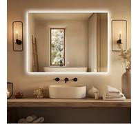 Dileci - Miroir Mural Infinity LED 60x80 cm - Éclairage LED Intégré avec Lumière - Bouton Tactile, Fonction Désembuage et Fixation Horizontale ou Verticale - Idéal pour Salle de Bain Moderne