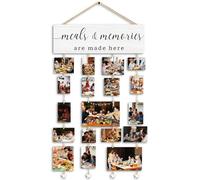 Dilemat Cadre photo de famille de ferme, cadeau de réunion de famille, cadeau de pendaison de crémaillère, repas et souvenirs sont faits ici, support photo en bois à suspendre pour mur