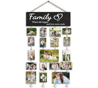 Dilemat Cadre photo familial, cadeau pour les membres de la famille, affichage photo à suspendre, cadeau de pendaison de crémaillère, où la vie commence et l'amour ne se termine jamais, support photo