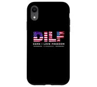 DILF Damn I Love Freedom Funny Patriotic USA Pride Tees Coque pour iPhone XR