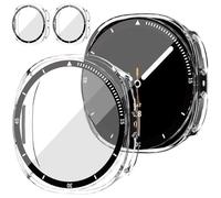 Dilhvy 2 Pièces Coque de Protection Complète Samsung Galaxy Watch 8 44mm avec Verre Trempé, Anti-Choc pour Protection 360° Anti-Rayures,Toucher Sensible - Accessoire de Montre avec Graduations