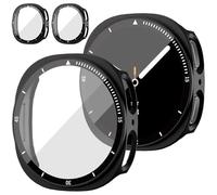Dilhvy 2 Pièces Coque de Protection Complète Samsung Galaxy Watch 8 44mm avec Verre Trempé, Anti-Choc pour Protection 360° Anti-Rayures,Toucher Sensible - Accessoire de Montre avec Graduations