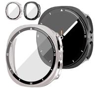 Dilhvy 2 Pièces Coque de Protection Complète Samsung Galaxy Watch 8 44mm avec Verre Trempé, Anti-Choc pour Protection 360° Anti-Rayures,Toucher Sensible - Accessoire de Montre avec Graduations