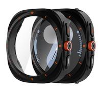 Dilhvy Lot de 2 coques de protection pour Samsung Galaxy Watch 7 44 mm - Transformation en Ultra 47 mm - Protection d'écran bumper - Design unique avec film de protection d'écran en verre pour homme