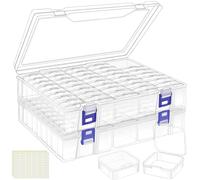 DILIBRA - Lot de 92 boîtes de rangement pour perles et boîtes de rangement en plastique transparent avec couvercle à charnière pour accessoires de peinture diamant, perles, bijoux, loisirs créatifs