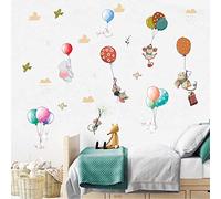DILIBRA Stickers muraux amovibles en vinyle pour chambre d'enfant, chambre d'enfant, salon, motif animaux volants, éléphant, lapin, oiseau