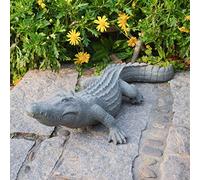 DiliComing Statue de Jardin en Alligator - 71,1 cm - Sculpture de Crocodile réaliste pour décoration de pelouse, décoration d'alligator pour Cour - 71,1 x 30,5 x 15,2 cm