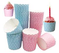 Dilightnews 100 Pcs Tasses de Papier de Cuisson, Caissettes Cupcake Papier, pour Four Domestique Décorations de Petit Gâteau D'anniversaire de Fête de Mariage de Cupcake pour la Cuisson