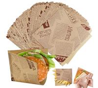 Dilightnews 150 Pièces Sacs Hamburgers En Papiers, Papier Emballage Alimentaire,Papiers Emballer Les Frites, Sachets à Sandwich, Papier Chip Pour Panier, Sachets Burger, Pour Burgers, Snacks, Frites