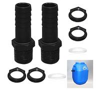 Dilightnews 2 Pièces Trop Plein Cuve, Passe Paroi Cuve, Raccord De Tonneau d'Eau De Pluie 1 Pouce, Kit De Jumelage Cuve Pour Tuyau De Trop-Plein, Raccordement Pour Citernes De Pluie