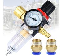 Dilightnews Régulateur de Pression d'Air 1/4, Détendeur d'Air Comprimé, Filtre Compresseur Dair, Régulateur de Pression 1/4 Bps Avec Séparateur d'Eau, Raccords Rapides Allemands Et Manomètres