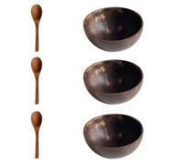 Dilireba Bol de noix de coco ensemble de 3, Ensemble de bols de noix de coco, bol à Smoothie, bols sans plastique avec cuillères, idéal comme bol de céréales, nourriture végétalienne, bol à Smoothie