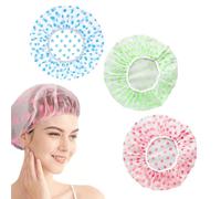 DILISEN 3 pièces de Bonnet de Douche imperméable, réutilisable, avec Bande élastique, adapté au Salon de Douche Spa pour Dames 3 Couleurs (Bleu + Vert + Rose)