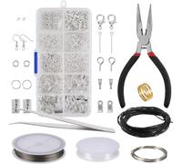 DILISEN Kit de Fabrication de Bijoux Kit de Réparation de Bijoux Ensemble de Création de Bijoux et Outils de Démarrage Comprend Une Pince, des Pince à Épiler, des