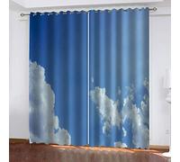 DILITECK Rideaux D'Isolation Thermique Bleu Ciel Nuages Blancs Paysages 170X200Cm 3D Isolation Phonique Douce Et Réduction du Bruit, Rideaux Opaques pour Les Chambres De Bureau De La Maternelle
