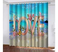 DILITECK Rideaux D'Isolation Thermique Rose Amour Fleurs Paysages 280X180Cm 3D Isolation Phonique Douce Et Réduction du Bruit, Rideaux Opaques pour Les Chambres De Bureau De La Maternelle