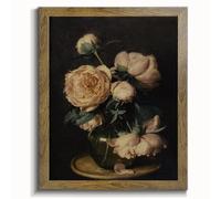 DILITI Impressions sur toile encadrée Art mural Décoration d'intérieur - Fleur vintage - Peinture d'art botanique sur toile (Moody Vintage Flower 20,3 x 25,4 cm)