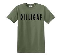 DILLIGAF DO I Look T-shirt pour adulte T-shirt grossier fantaisie blague pour homme, T-shirt vert militaire imprimé noir, 3XL