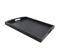 Dillman Service Tray Grand Black Black Recangle Rectangle Plateau de nourriture Plateau de petit-djeuner Plateau avec poignes (moyen)