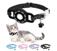 DILLYBUD Airtag - Collier extensible pour chat avec support Apple Air Tag pour garçon et fille, collier de suivi GPS élastique pour chatons et chiots, réglable de 22,9 à 30,5 cm, noir