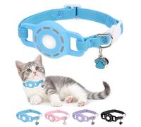 DILLYBUD Airtag - Collier extensible pour chat avec support Apple Air Tag pour garçon et fille, collier de suivi GPS élastique pour chatons et chiots, réglable, 22,9 à 30,5 cm, bleu