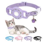 DILLYBUD Airtag - Collier extensible pour chat avec support Apple Air Tag pour garçons et filles, collier de suivi GPS élastique pour chatons et chiots, réglable, 22,9 à 30,5 cm, violet