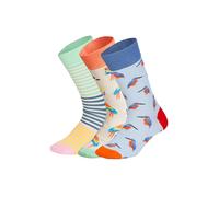 DillySocks Chaussettes 'Kingfisher Paradise' beige / turquoise / bleu clair / rouge orangé, Taille 41-46