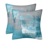 DILOXNSU Lot de 2 housses de coussin, 40 x 40 cm, Housse de coussin turquoise gris velours pour canapé, Housse de coussin de canapé moderne et décorative abstraite