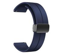 Diloy Bracelet BR45 silicone - Fermeture magnétique - Montre connectée - 20mm 22mm - Attache rapide, souple et moderne Bleu Marine 22mm