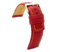 Diloy Bracelet cuir veau perforé style rally racing Couture couleur contrastée - Sport pour montre - Tailles 18mm 20mm 22mm 24mm Noir, marron, rouge, bleu marine 367 Bordeaux 20mm