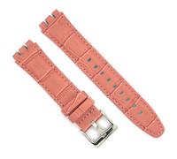 Diloy Bracelet de montre en cuir compatible avec Swatch Irony et Scuba Cuir gravé crocodile alligator 21-23mm Ref 328 Rose Clair 23mm
