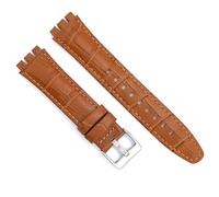Diloy Bracelet de montre en cuir compatible avec Swatch Irony et Scuba Cuir gravé crocodile alligator 21-23mm Ref 328 Brun Clair 21mm