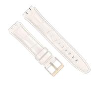 Diloy Bracelet de montre en cuir compatible avec Swatch Irony et Scuba Cuir gravé crocodile alligator 21-23mm Ref 328 Blanc 23mm