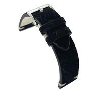 Diloy Bracelet de montre en cuir nubuck artisanal vintage - Plat, fait main - Disponible en 18mm 20mm 22mm 24mm 417 Noir 20mm