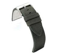 Diloy Bracelet de montre en kevlar et cuir - Plat, sportif, doublure intérieure - Disponible en 18mm 20mm 22mm 24mm 416 Vert Militaire 18mm