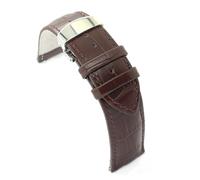 Diloy Bracelet en cuir classique motif crocodile - fermeture invisible - 20mm 22mm - élégant et durable - Réf. 336 Marron Foncé 22mm